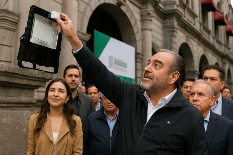 Pepe Chedraui inaugura nuevo sistema de iluminación LED en el Palacio Municipal de Puebla con 163 proyectores Pepe Chedraui inaugura nuevo sistema de iluminación LED en el Palacio Municipal de Puebla con 163 proyectores