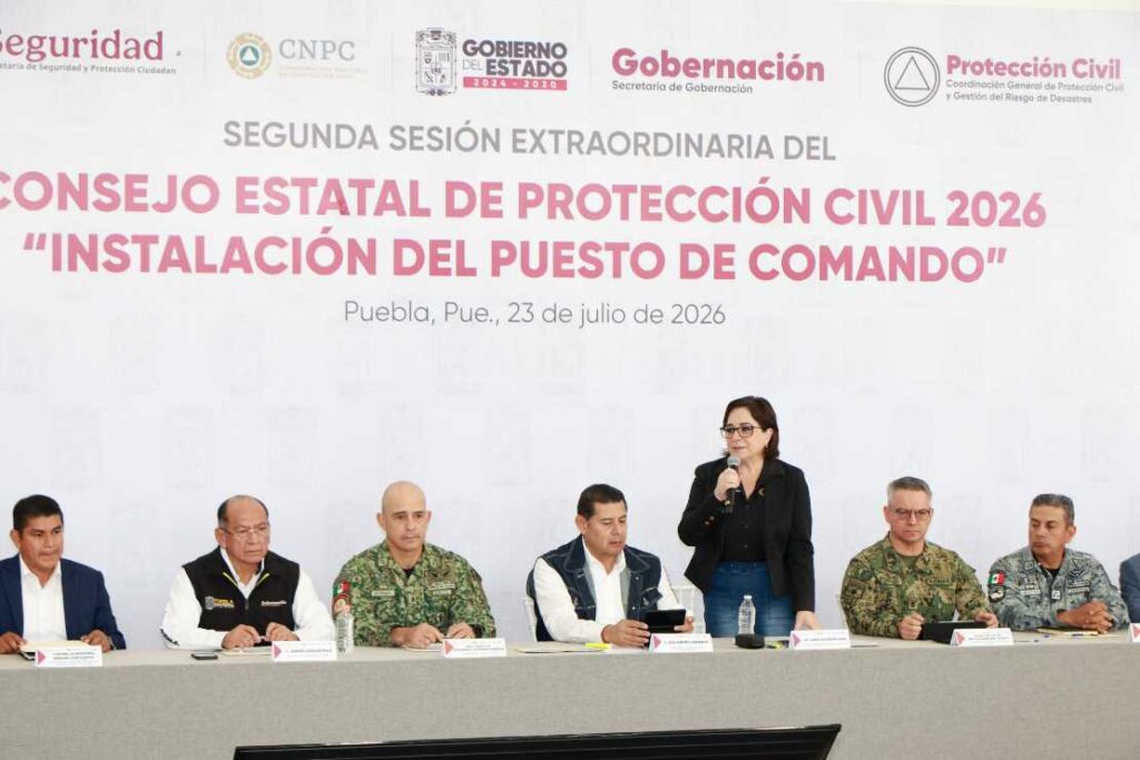 Instalación del Puesto de Comando Interinstitucional de Protección Civil en Puebla para atender riesgos de inundaciones en 116 municipios durante la temporada de lluvias 2026