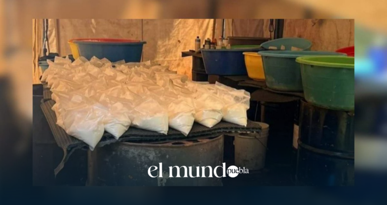 Narcolaboratorio de metanfetaminas asegurado en Jopala, Puebla, con capacidad para abastecer presuntamente a Puebla y Veracruz.