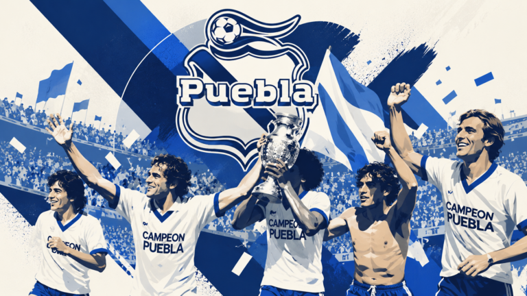 Club Puebla, durante un partido de futbol en 1983.