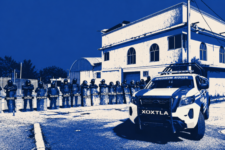Policías estatales resguardan la perforación del Pozo Pavigi en Xoxtla